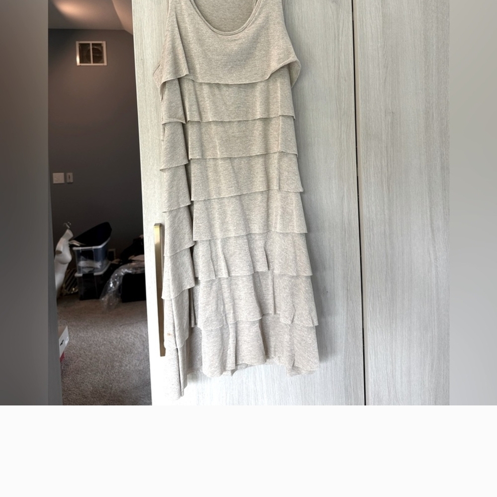 Kenneth Cole New York Light Gold Tiered Mini Dress Size Small